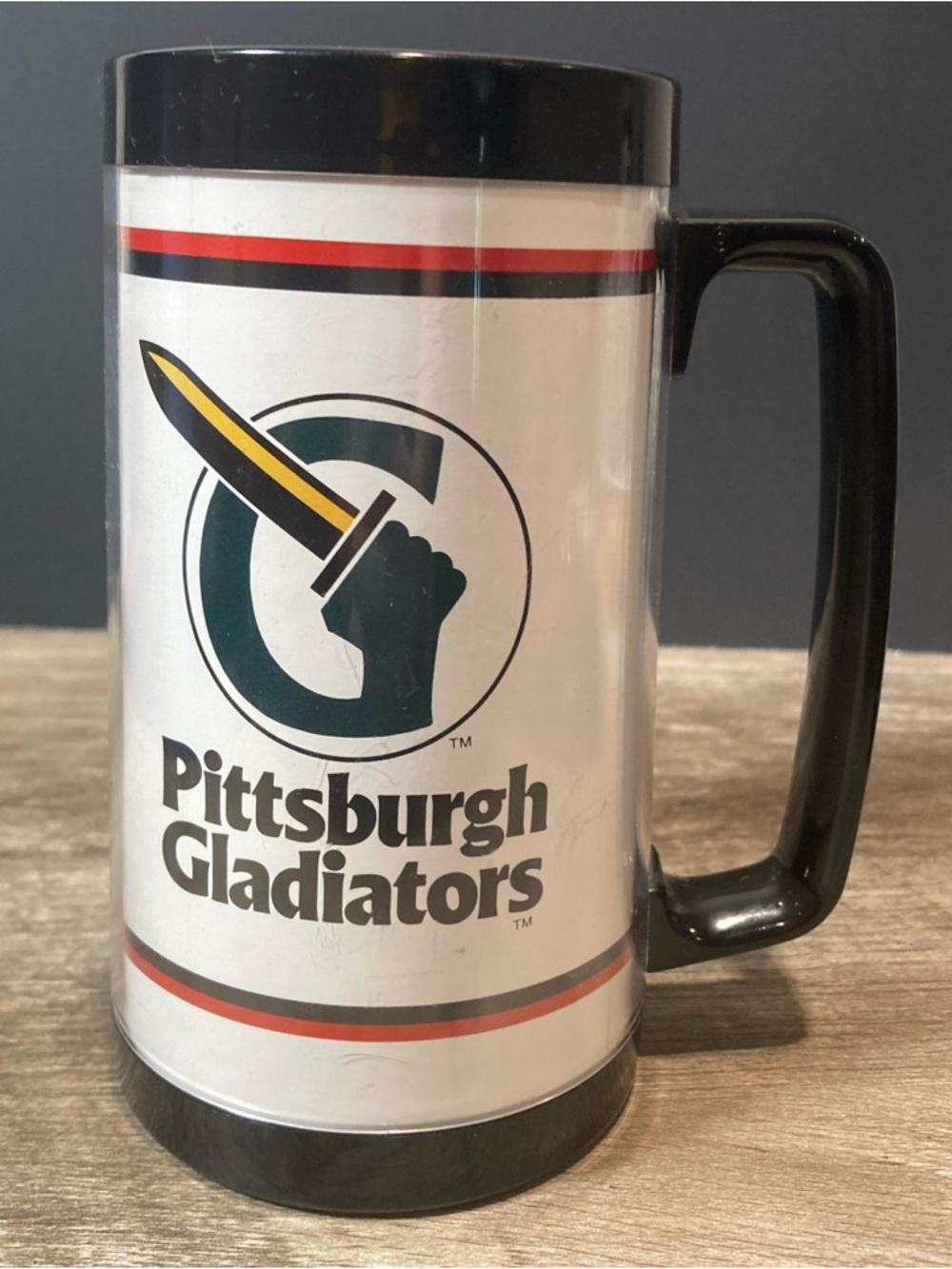 Pittsburgh Gladiators Black and White Logo Travel Mug